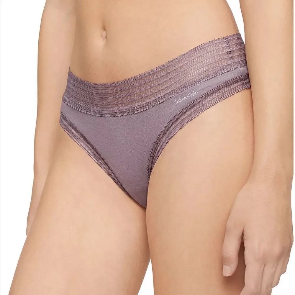 Calvin Klein Purple Striped-Waist Thong Underwear QD3670 Extra Large NWT